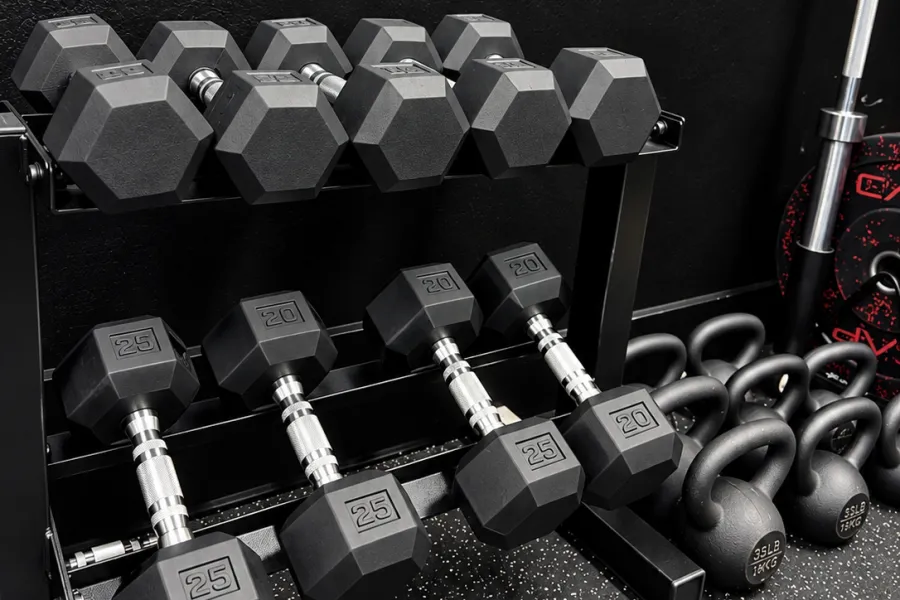 Dumbbell rack at BodyRhythm